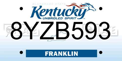 8YZB593 Kentucky License Plate