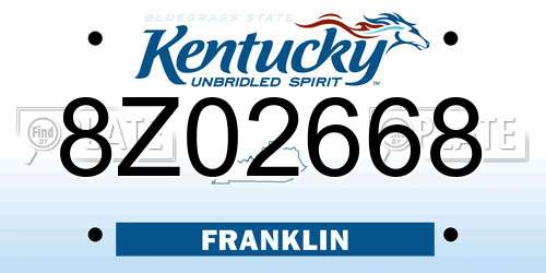 8Z02668 Kentucky License Plate