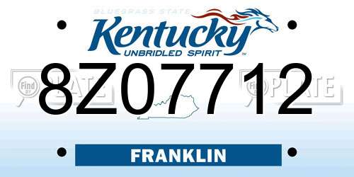 8Z07712 Kentucky License Plate