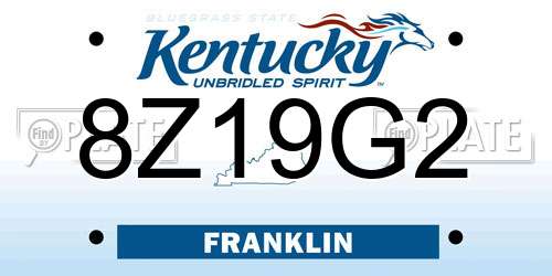 8Z19G2 Kentucky License Plate