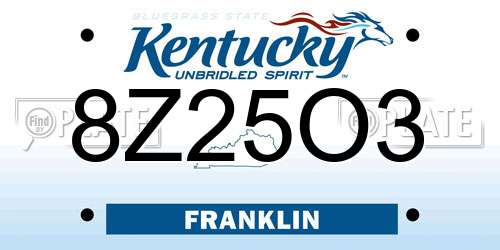8Z25O3 Kentucky License Plate