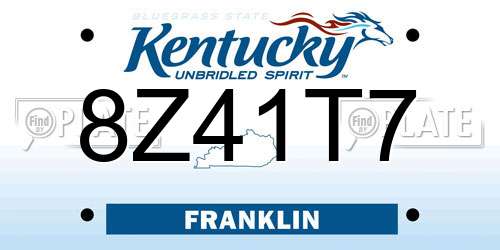 8Z41T7 Kentucky License Plate