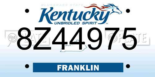8Z44975 Kentucky License Plate