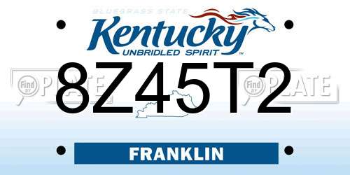 8Z45T2 Kentucky License Plate