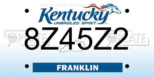8Z45Z2 Kentucky License Plate
