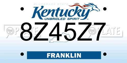 8Z45Z7 Kentucky License Plate
