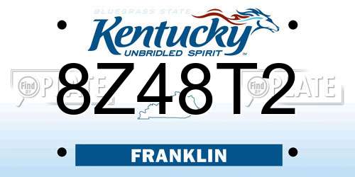 8Z48T2 Kentucky License Plate