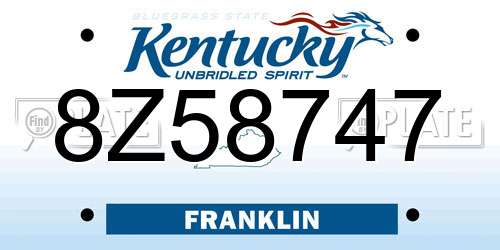 8Z58747 Kentucky License Plate
