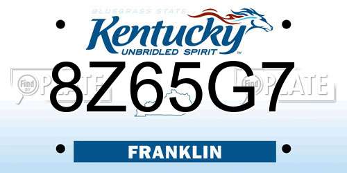 8Z65G7 Kentucky License Plate
