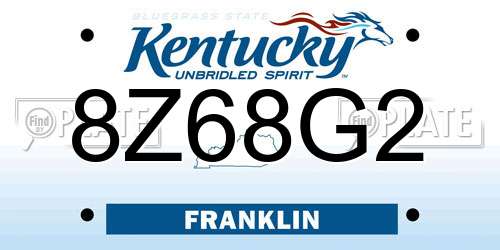 8Z68G2 Kentucky License Plate