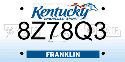 8Z78Q3 Kentucky License Plate