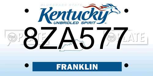 8ZA577 Kentucky License Plate
