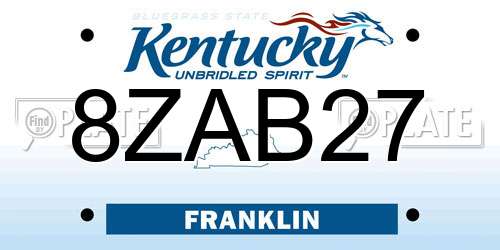8ZAB27 Kentucky License Plate