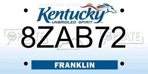 8ZAB72 Kentucky License Plate