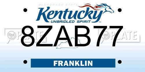 8ZAB77 Kentucky License Plate