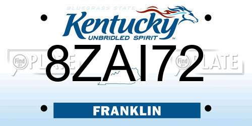8ZAI72 Kentucky License Plate