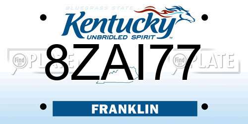 8ZAI77 Kentucky License Plate