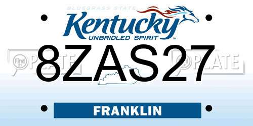 8ZAS27 Kentucky License Plate