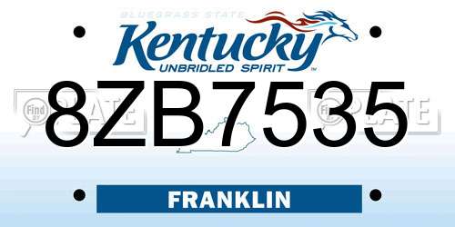 8ZB7535 Kentucky License Plate