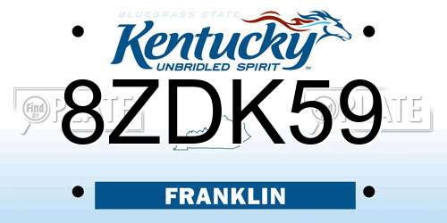 8ZDK59 Kentucky License Plate