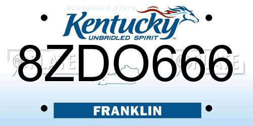 8ZDO666 Kentucky License Plate
