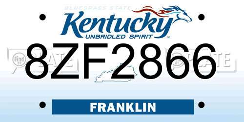 8ZF2866 Kentucky License Plate