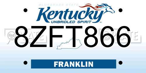 8ZFT866 Kentucky License Plate