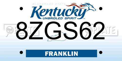 8ZGS62 Kentucky License Plate