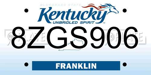 8ZGS906 Kentucky License Plate