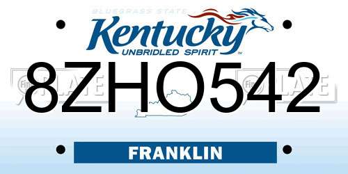 8ZHO542 Kentucky License Plate