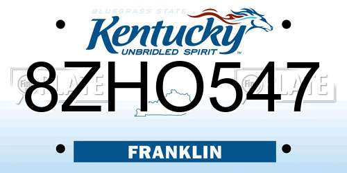 8ZHO547 Kentucky License Plate