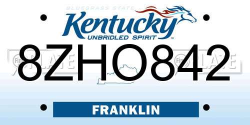 8ZHO842 Kentucky License Plate