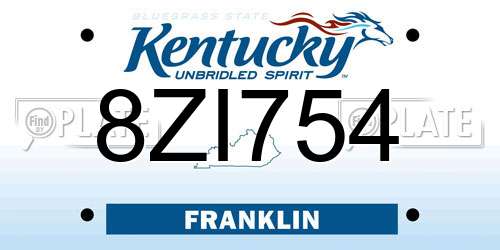 8ZI754 Kentucky License Plate