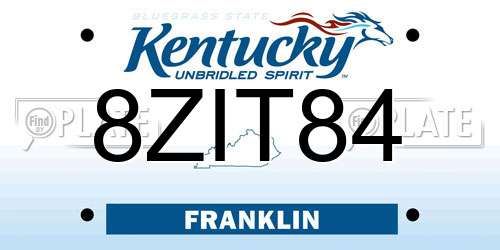 8ZIT84 Kentucky License Plate