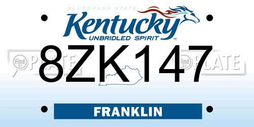 8ZK147 Kentucky License Plate