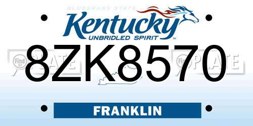 8ZK8570 Kentucky License Plate