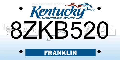 8ZKB520 Kentucky License Plate
