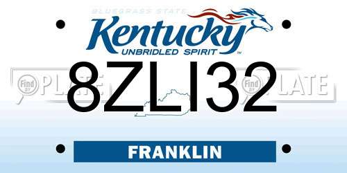 8ZLI32 Kentucky License Plate
