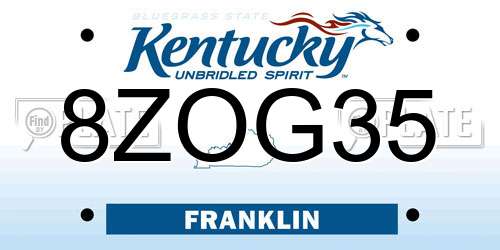 8ZOG35 Kentucky License Plate