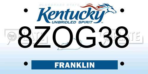 8ZOG38 Kentucky License Plate