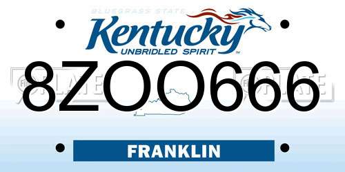 8ZOO666 Kentucky License Plate