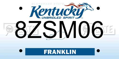 8ZSM06 Kentucky License Plate