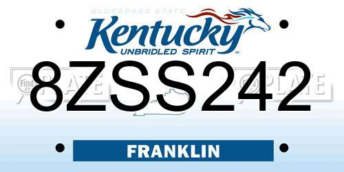 8ZSS242 Kentucky License Plate