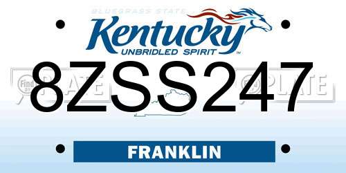 8ZSS247 Kentucky License Plate