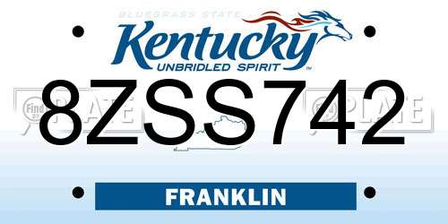 8ZSS742 Kentucky License Plate