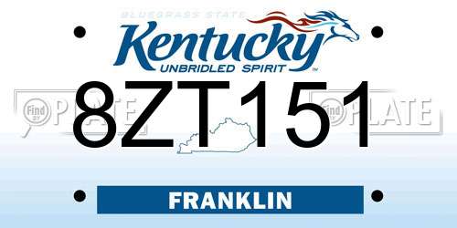 8ZT151 Kentucky License Plate
