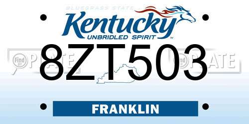 8ZT503 Kentucky License Plate