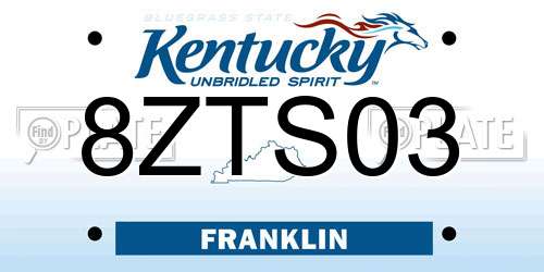 8ZTS03 Kentucky License Plate