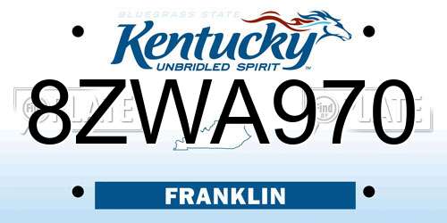 8ZWA970 Kentucky License Plate