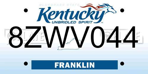 8ZWV044 Kentucky License Plate